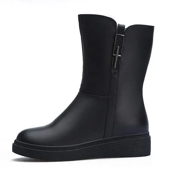 ZXRYXGS Brand Shoes Flat Non-slip In-tube Boots New Winter Women Boots Thick Wool Shoes Woman Snow Boots Cow Leather Boots