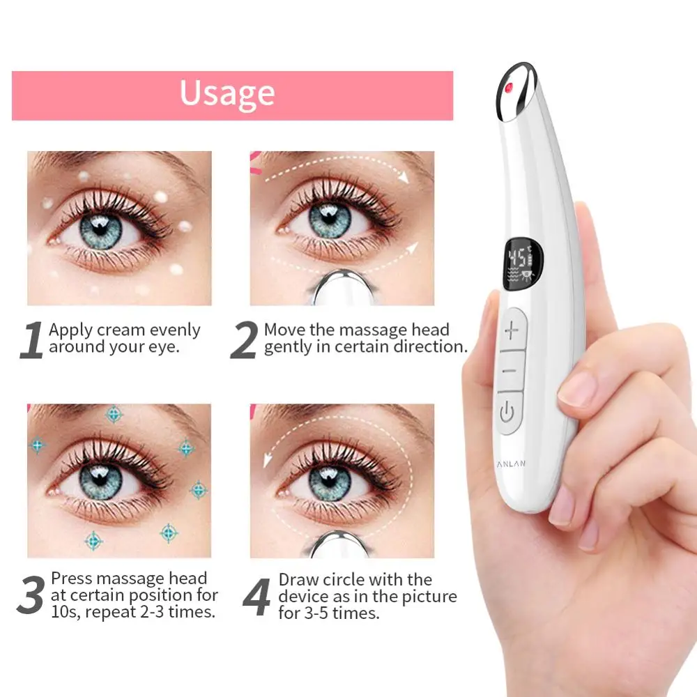 ANLAN Electric Eye Massager Anti Wrinkle Eye Massage Anti Aging Eye Care LED Screen Hot Massage USB Rechargeable Massage Device
