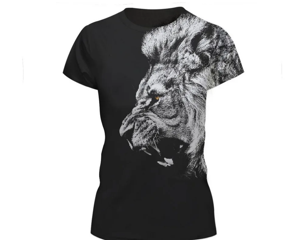 

2019 New Summer Women T-shirt Hip Hop Black Lion 3d Print Skulls Harajuku Men T shirt Short sleeve Causal Tees Tops