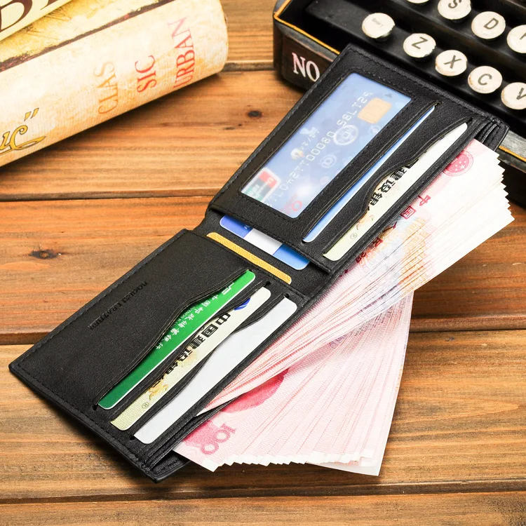 Bogesi Slim Card Holder Short Wallet Men Small PU Leather Purse Male Thin Money Bag Walet Man's wallet Portomonee images - 6