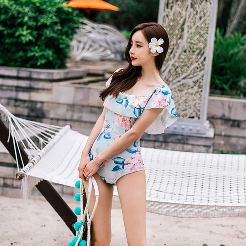 Розовый Ветер Новинка 2017 винтажный мятно зеленый цветочный принт большие оборки