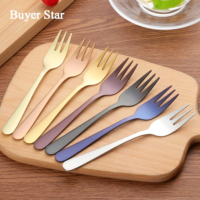 7 шт. разноцветные столовые приборы из нержавеющей стали 18/8|stainless steel fruit fork|fruit
