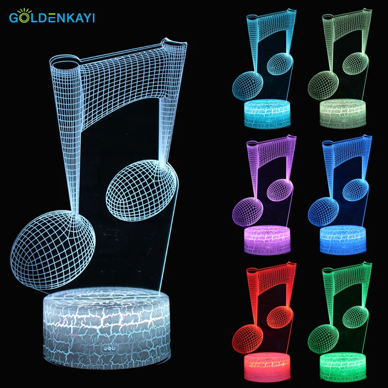 3D Музыкальная нотка LED Оригинальное ночное освещение атмосфера визуальная