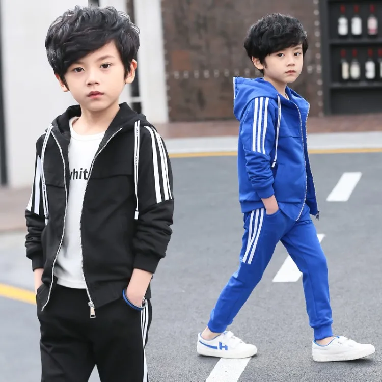 Модный весенне-осенний хлопковый спортивный костюм для маленьких мальчиков и