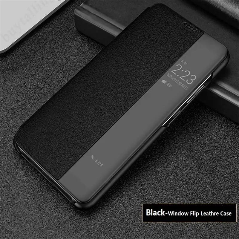 Натуральная кожа huawei mate 20 lite чехол mate 9 Pro mate 20 mate 20 pro P20 P20 Pro P30 P30 pro Роскошный чехол флип-чехол - Цвет: Black flip case
