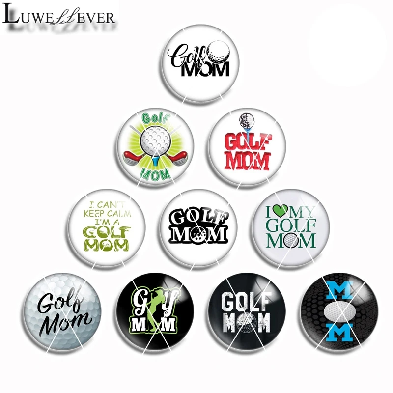 

10mm 12mm 14mm 16mm 20mm 25mm 450 10pcs/lot Golf Mix Round Glass Cabochon Jewelry Finding 18mm Snap Button Charm Bracelet