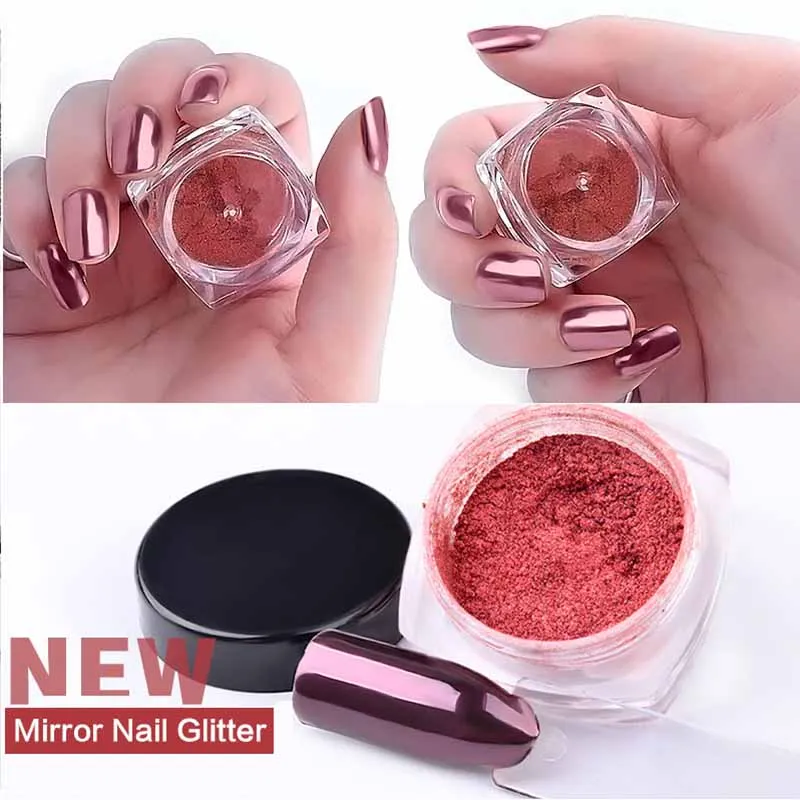 rose gold Dmoley 2 г розовое золото зеркальный блеск для ногтей пигмент порошок Гель-лак хромированная пыль сверкающие блестки маникюр Дизайн ногтей украшения - Цвет: rose gold