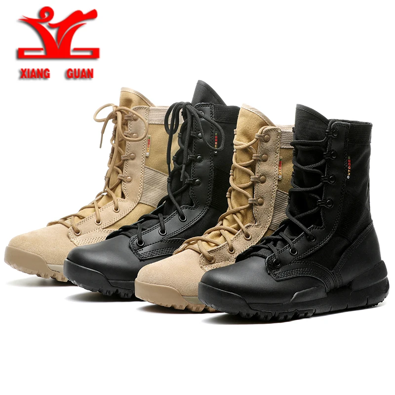 

XIANGGUAN 2020 men Sports Tactical Boots Outdoor High top Hiking Shoes men Military boots Wear-Resistant Camping Sneakers women