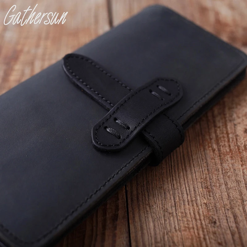 Gathersun Brand Handmade 100% High quality Top Layer Cowhide Leather Wallet Genuine Unisex Vintage Style Long Purse | Багаж и сумки