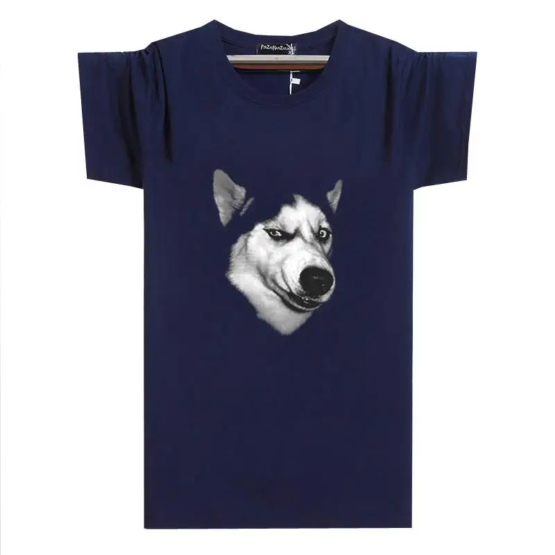 Summer Men's Large Size T-Shirt 8XL Husky Funny tShirt 6XL 7XL 2018 Cotton Short Sleeve Print Animal Blue | Мужская одежда