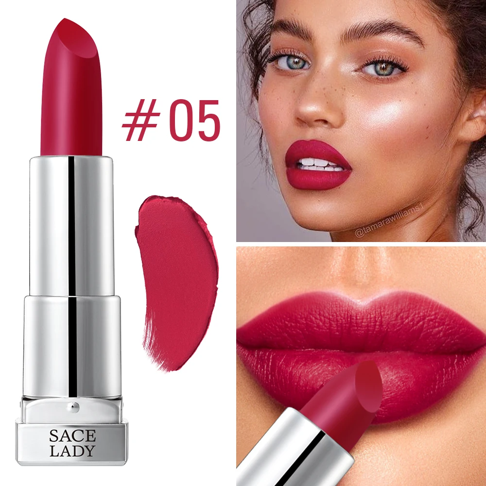05 SACE LADY Шелковая матовая губная помада, макияж, 9 цветов, водостойкая, стойкая, Обнаженная губная помада, макияж, натуральные губы, красота, косметика, подарок - Цвет: 05
