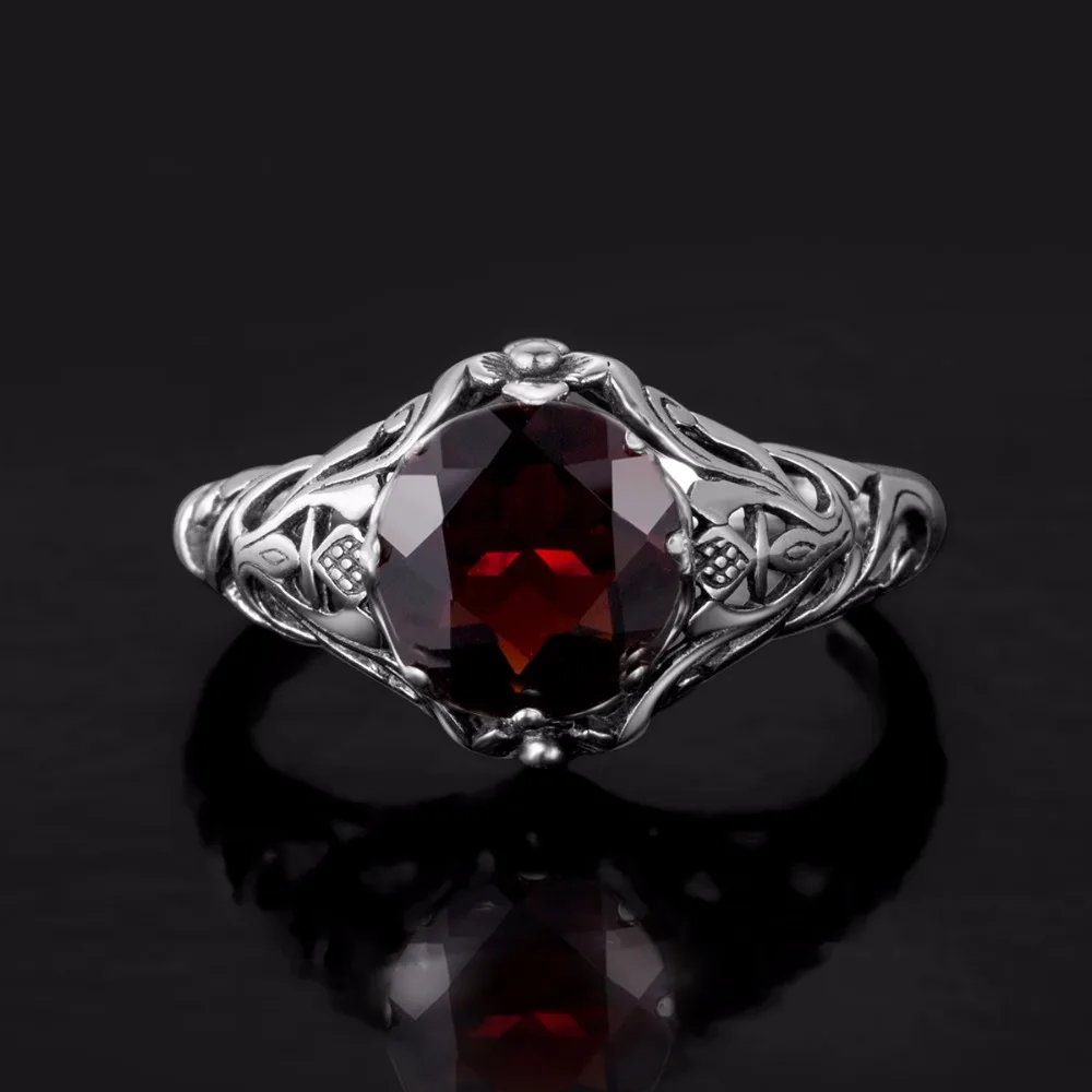 Szjinao чистое серебро 925 пробы 2.3ct гранат кольцо на головщину для женщин романтические модные ювелирные изделия винтажный подарок ручной работы
