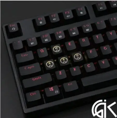 WASD 4 шт./компл. keysets подсветка OW ключ Шапки из АБС-пластика с гравировкой клавиши блеск-через для патруля gamer механическая клавиатура ANSI черный - Цвет: WASD