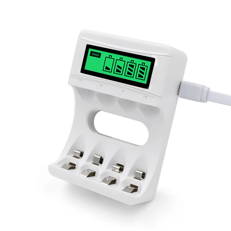 Интеллектуальное зарядное устройство с 4 слотами USB и ЖК-дисплеем для