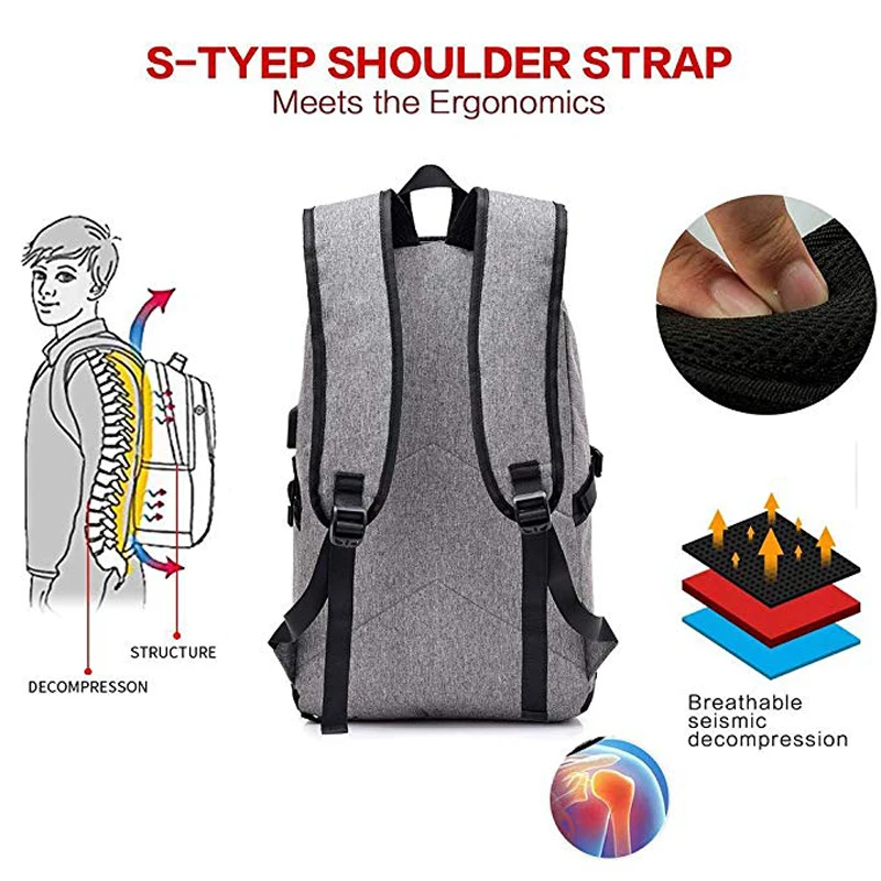 портфель ранец Школьный рюкзак с usb зарядкой антивор для ноутбука мужской