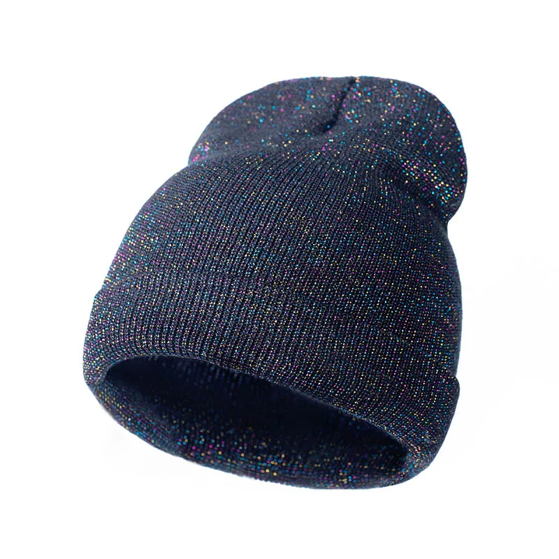 Black Colorful Новое поступление блестящая вязаная шапка бини зимняя шапка для женщин и мужчин головной убор Хип Хоп шапка куполообразная Балаклава мешковатая хеджирующая Кепка - Цвет: Black Colorful