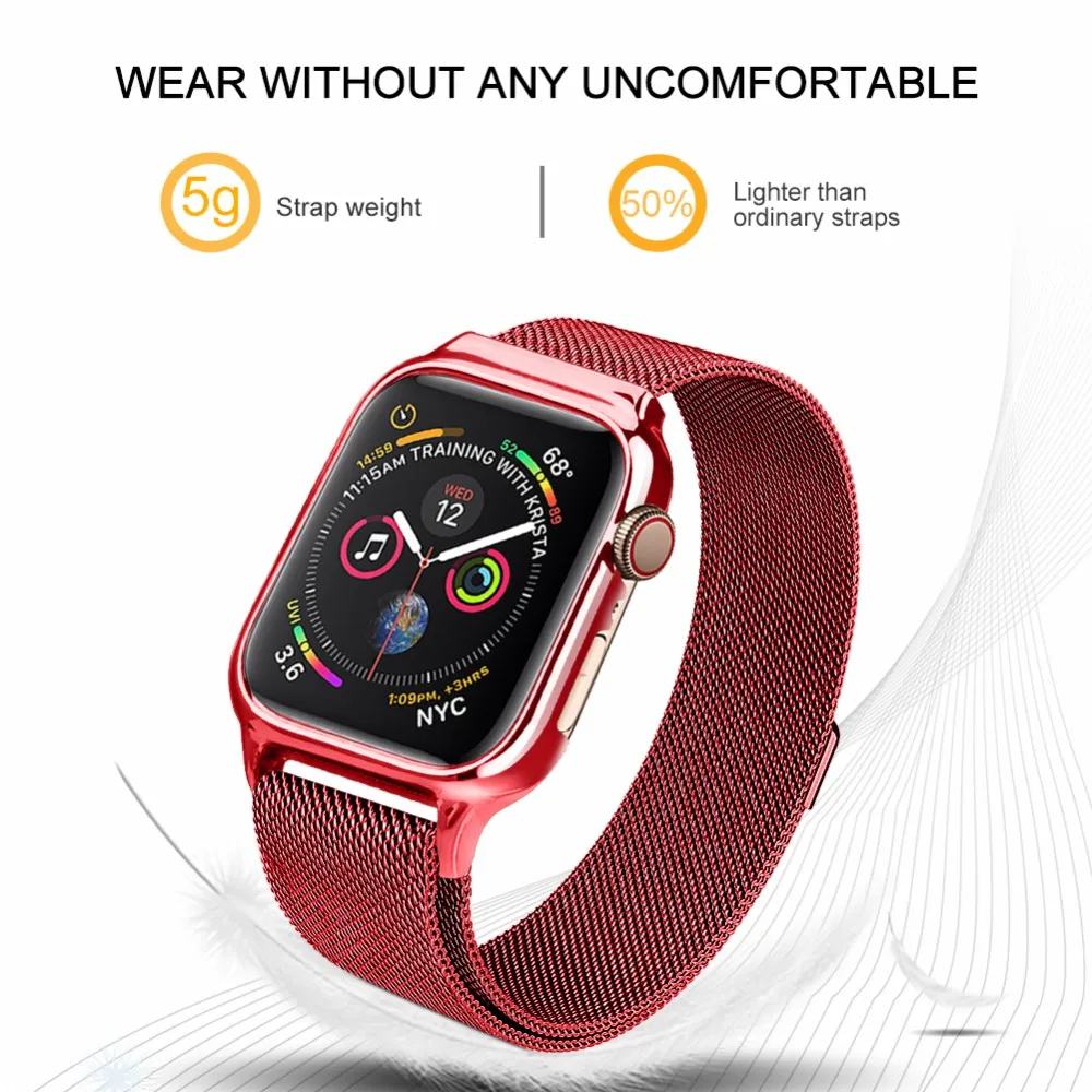 Магнитная Миланская петля, ремешок из нержавеющей стали, чехол для Apple Watch, ремешок 40 мм, 44 мм, чехол для iWatch, серия 4, 5, ремешок, бампер, рамка
