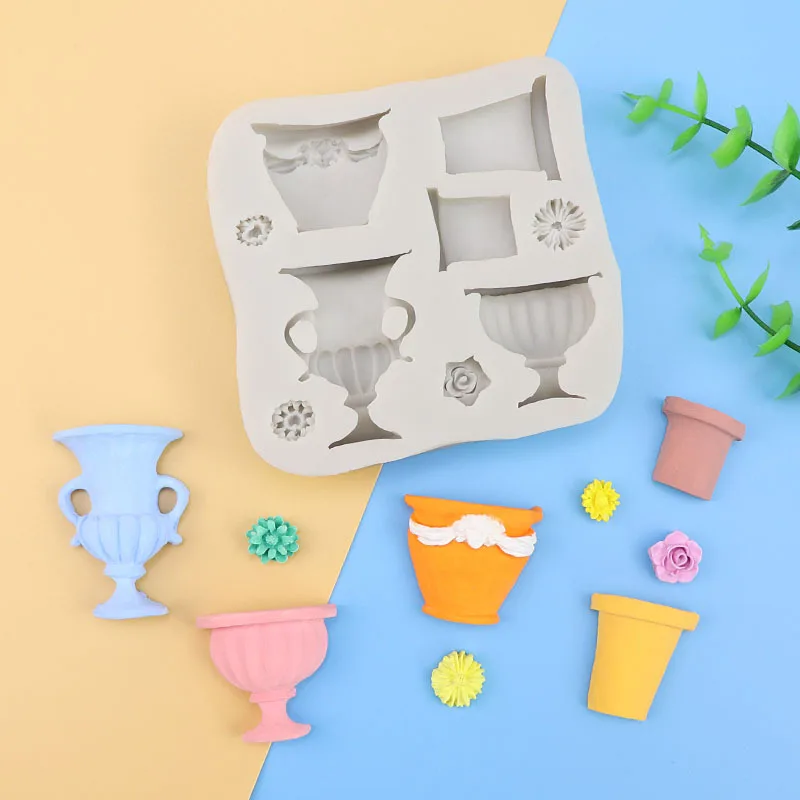 3D Цветочный горшок Силиконовая Форма ваза помадка форма для печенья кекс
