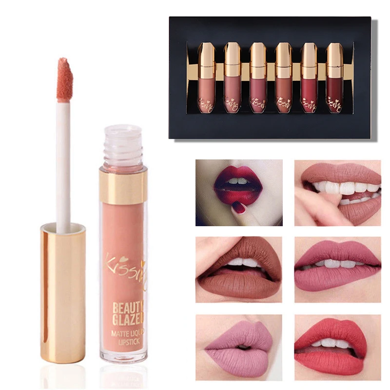 Матовый жидкий блеск для губ Beauty Glazed 6 шт./компл. длинный бриллиант макияжа набор