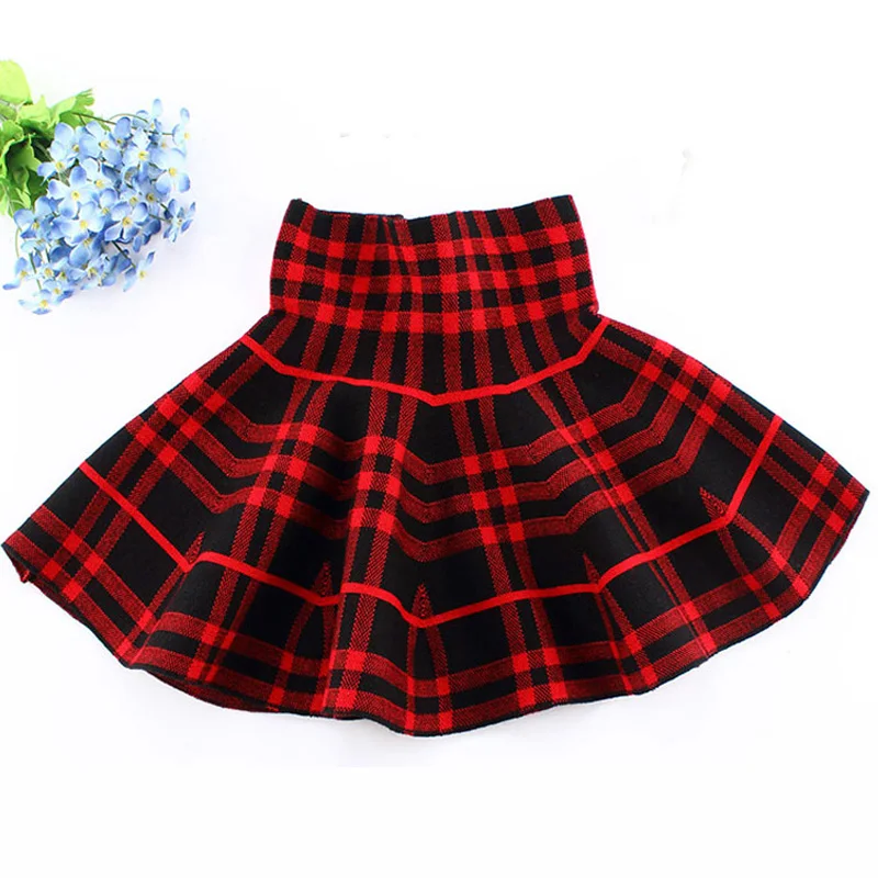 Юбки-пачки для маленьких детей вязаные юбки-американки в клетку девочек зимняя