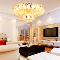 led light modern gold crystal ceiling lights golden crystal lotus flower ceiling lamps home indoor lighting fixture temple lamp