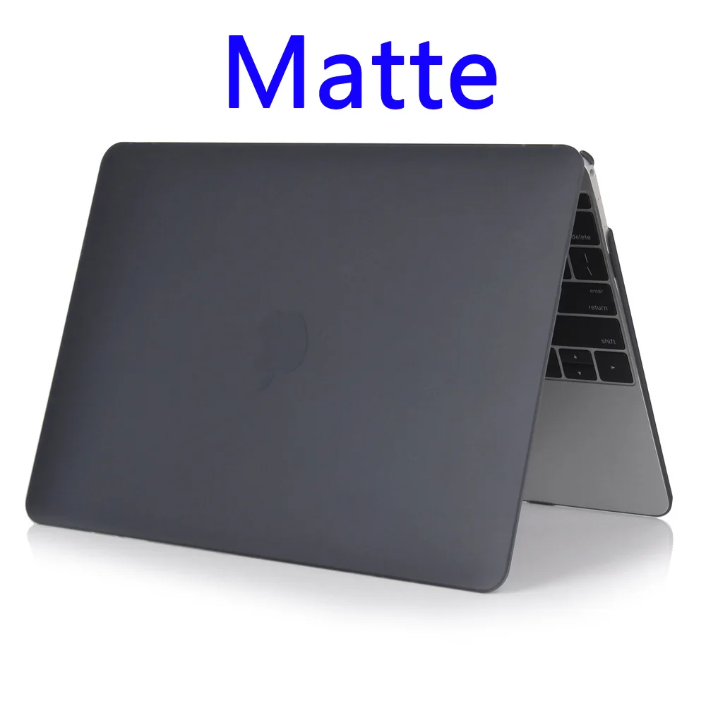 Matte black Матовый чехол для ноутбука Apple Macbook Air Pro retina 11, 12, 13, 15, сумки для Mac book New Pro 13,3, 15,4 дюймов, сенсорная панель, чехол для клавиатуры - Цвет: Matte black