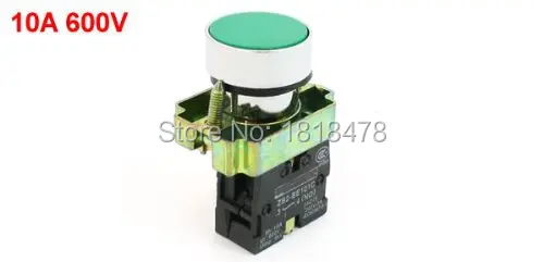 XB2 BA31C 10A 600V SPST N/O мгновенное действие зеленый плоский верхний кнопочный