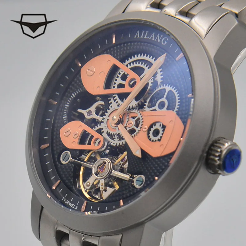 AILANG Мужские автоматические механические модные часы топового бренда Tourbillon