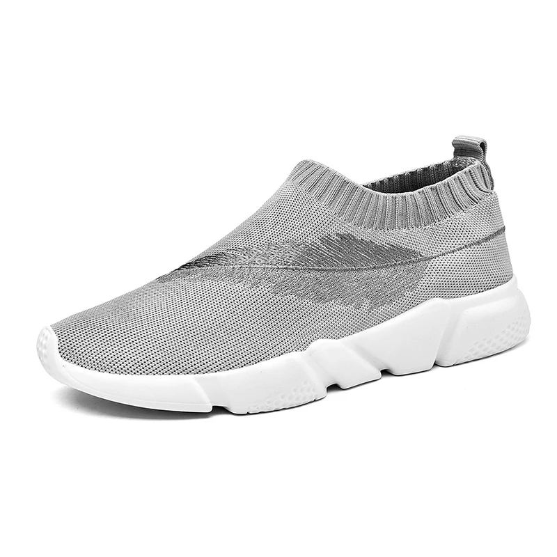 SUROM Breathable Fashion Sneakers Men Soft Mesh Slip on Men's Casual Shoes Elastic fabric Loafers Driving male shoes adult | Обувь