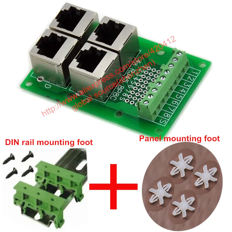 RJ45 8P8C breakout board 4 способа с din рейкой Монтажная стопа и панельная стопа|board board|board