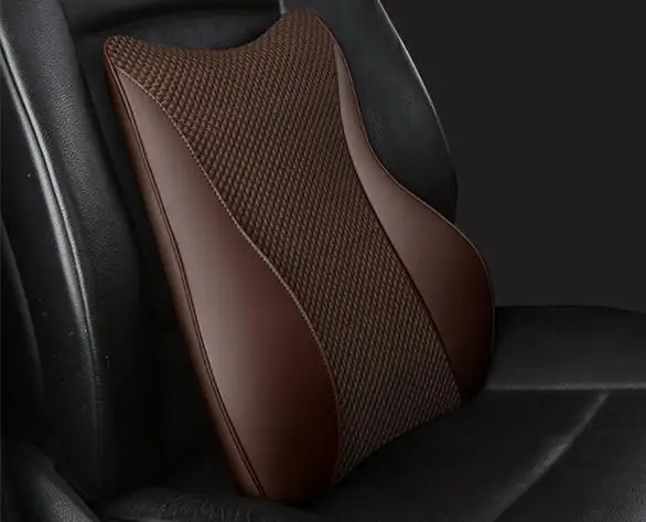 brown waist B 1pcs Дышащая Кожаная подушка под голову в машине с памятью на талии хлопок Автомобильная подушка для шеи поддержка сиденья четыре сезона подходит для большинства автомобилей - Цвет: brown waist B 1pcs
