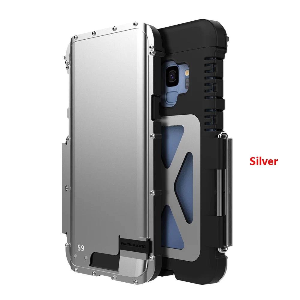 Silver R-JUST чехол для samsung S9 Plus, Роскошный Жесткий ПК Металлический Стальной противоударный защитный флип-чехол для телефона samsung S9, чехол для всего тела - Цвет: Silver