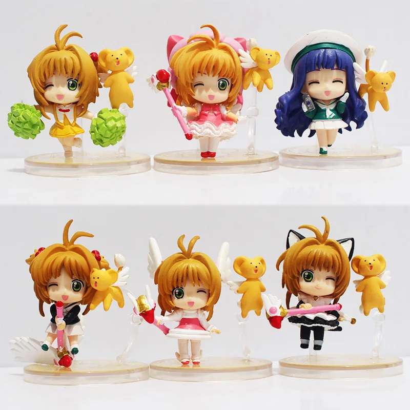 Аниме Cardcaptor фигурки Сакура Kinomoto Sakura Daidouji Tomoyo ПВХ экшн Фигурки игрушки 6 шт./компл. 2