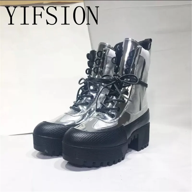OLOME/Новые Модные женские ботильоны из натуральной кожи серебристого цвета теплые