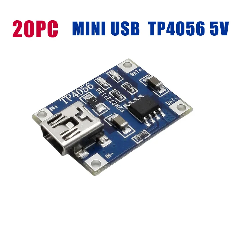1/5/10/20 штук мини USB 5V 1A 18650 TP4056 модуль зарядного устройства литиевой батареи зарядная плата с двухканальная видеокамера с защитой функции 1A литий-ионный аккумулятор - Цвет: 20PCS