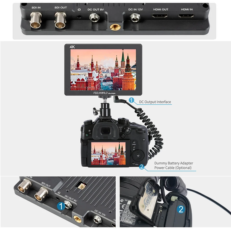 FEELWORLD P7S 7 дюймов 2200nit алюминиевый корпус полевой монитор 3g SDI 4K HDMI монитор Full HD 1920x1200 ips для DSLR камеры на открытом воздухе
