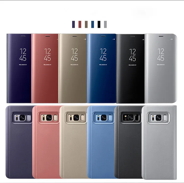 For Samsung Galaxy S6 edge S7 Edge S8 S8Plus Original Luxury Clear View Mirror Flip Case Official Standing Phone Cover | Мобильные