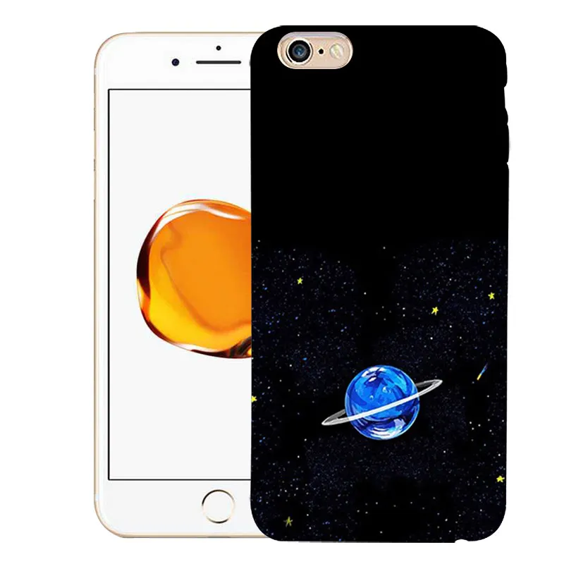 Мягкий черный чехол для телефона iPhone 6 S 5s 7 plus 8 Moon Sun Space мультяшный глаз собака