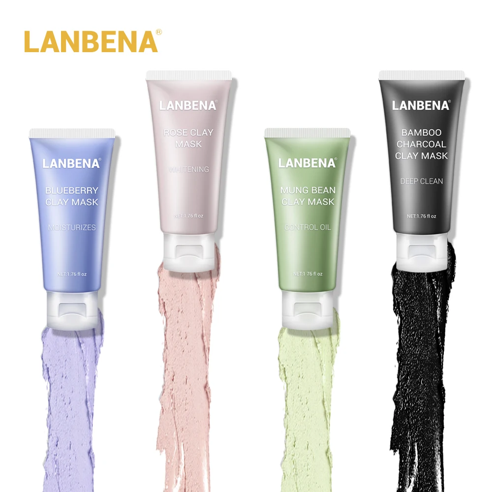 LANBENA Mung Bean Clay маска для лица + бамбуковый уголь черника розовая Глубокая очистка