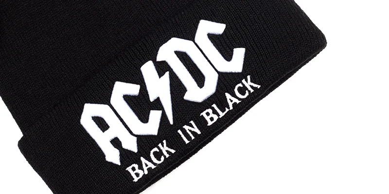 ACDC вязаная шапка с вышивкой в виде больших костей, Женская Мужская зимняя шапка, модная теплая вязаная шапка, Лыжная шапка