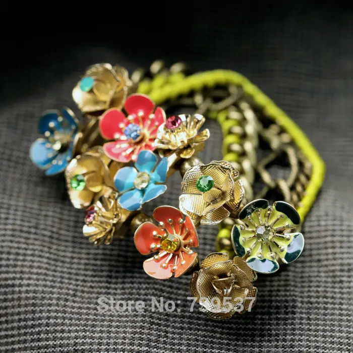 2017 романтический стиль эмаль красивые цветы установка эластичный браслет для