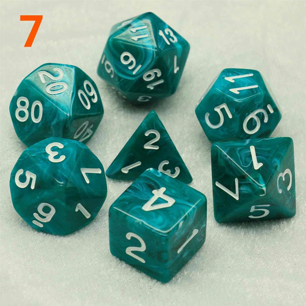 7 шт./компл. игральная кость d& d4 d6 d8 d10 d% d12 d20 многогранные TRPG игры Набор Игральный костей для Настольная игра