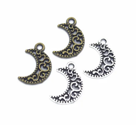 

160pcs charms hollow moon Alloy Pendants Antique silver bronze 18*12mm 0.6g Handmade Jewelry Making DIY European accessories