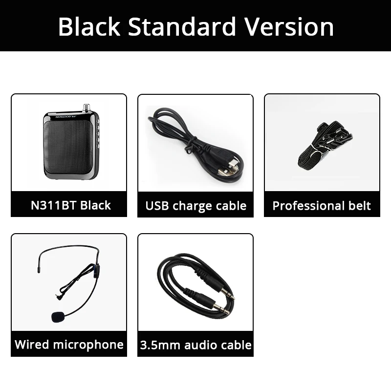 Bluetooth усилитель голоса мегафон усилитель микрофона мини портативный динамик с USB TF картой fm-радио для учителя гида - Цвет: N311BT