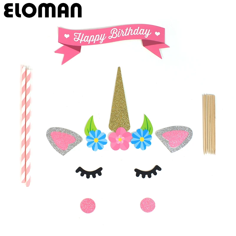 ELOMAN unicorn cake topper for baby shower birthday party decoration | Дом и сад