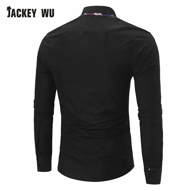 JACKEYWU повседневные рубашки для мужчин 2019 мода двойной воротник сплошной цвет