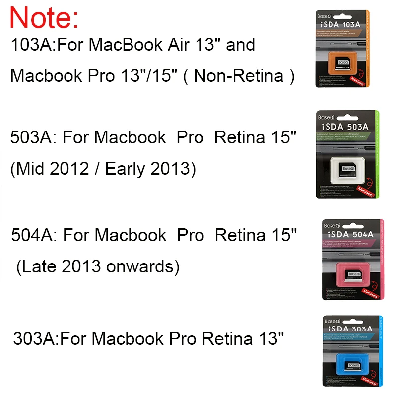 Оригинальный алюминиевый адаптер для Micro SD /TF карт BaseQi NinjaDrive Macbook Pro Retina 13/15 дюймов