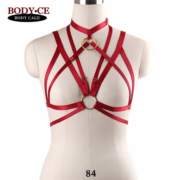 Style O0593 Женское белье Harajuku Goth в розовом и красном цвете, фетиш, БДСМ, связывание, Эротика, полный Хэллоуин, подвязки, эластичная регулировка бретелей, топы, бюстгальтеры - Цвет: Style O0593