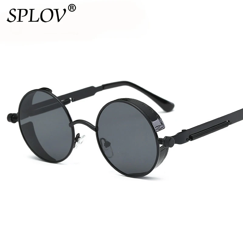 

SPLOV Retro Round Steam Punk Sunglasses Men Women Brand Designer Small Circle Sun Glasses Vintage Metal Frame Driving Eyewear