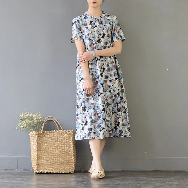 Женское платье с цветочным принтом и пряжкой в стиле ретро | Женская одежда